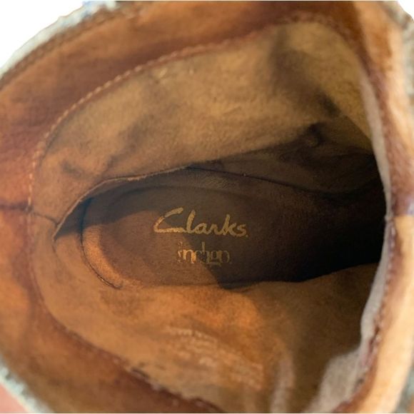 Clarks Indigo Cognac Western Suede Ankle Boots Sz 7 - Picture 7 of 8